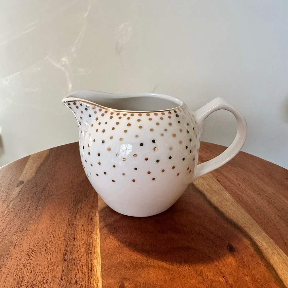 Grace's Teaware Metallic Gold Dots Teapot, Creamer, and Sugar Bowl Set